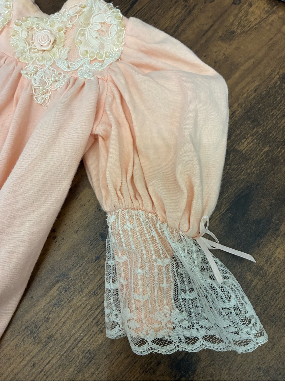 Vintage Peach Lace Baby 6 months Two Piece Outfit - Picture 3 of 9